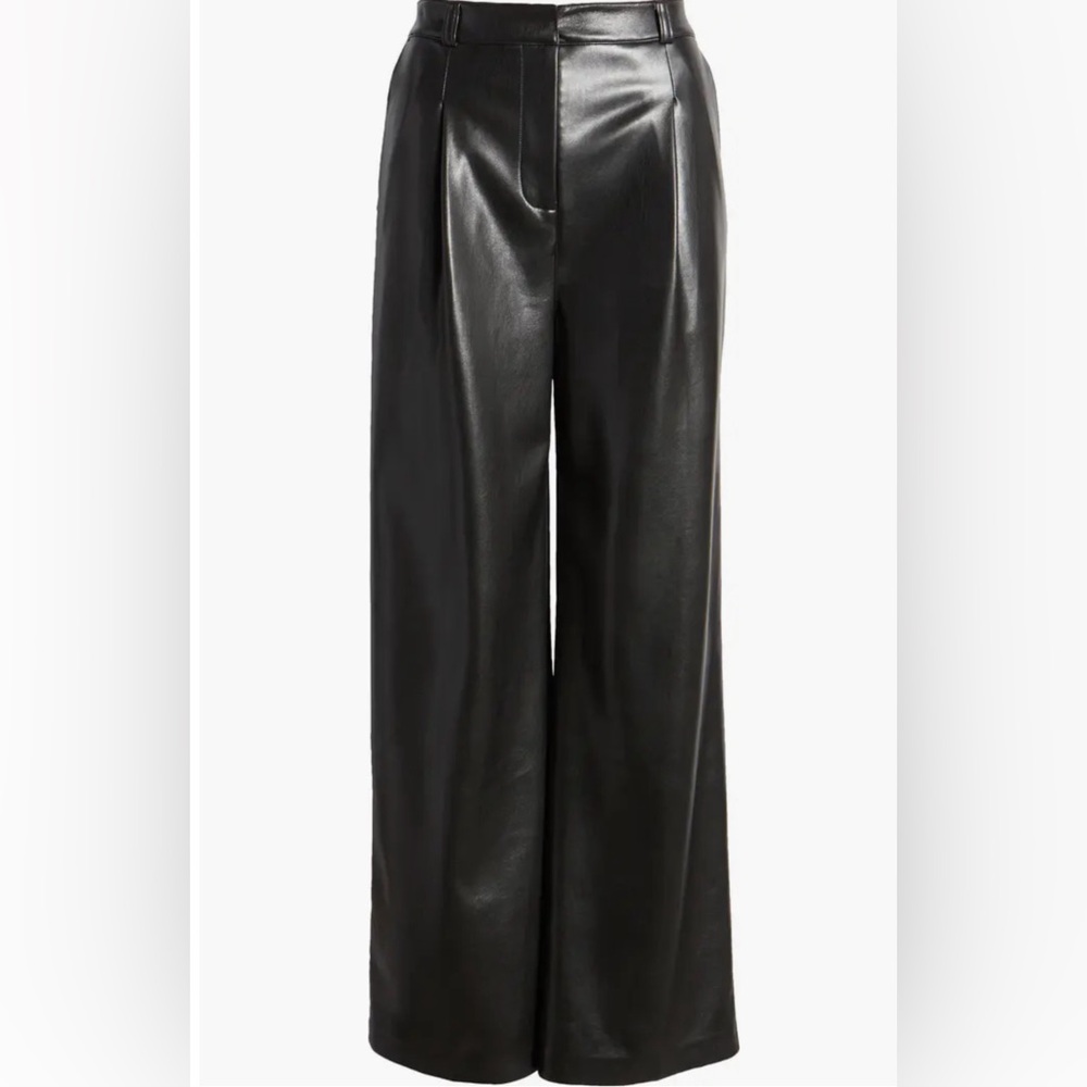 Abercrombie & Fitch Black Vegan Leather Wide Leg Pants * - Picture 6 of 6